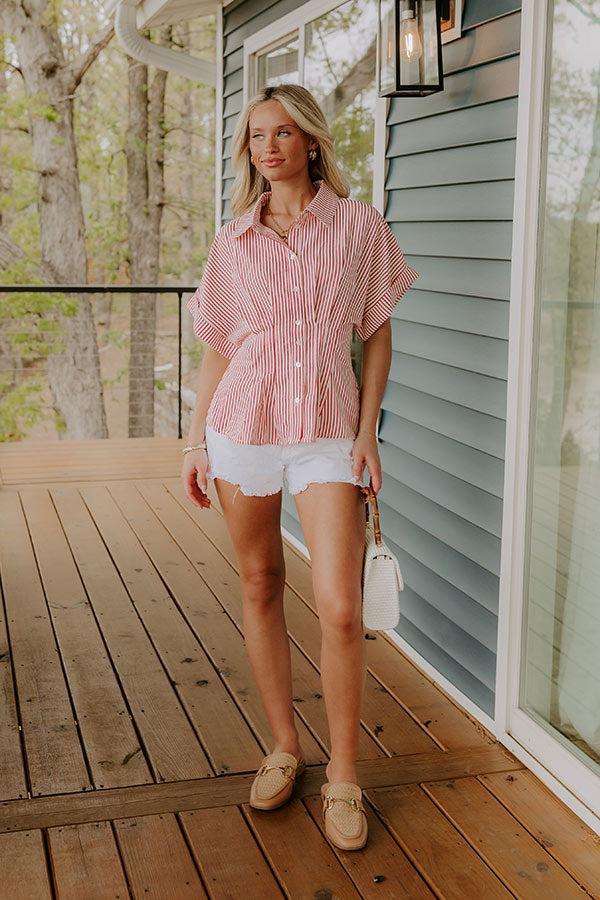 Kind Smile Seersucker Top in Red Product Image