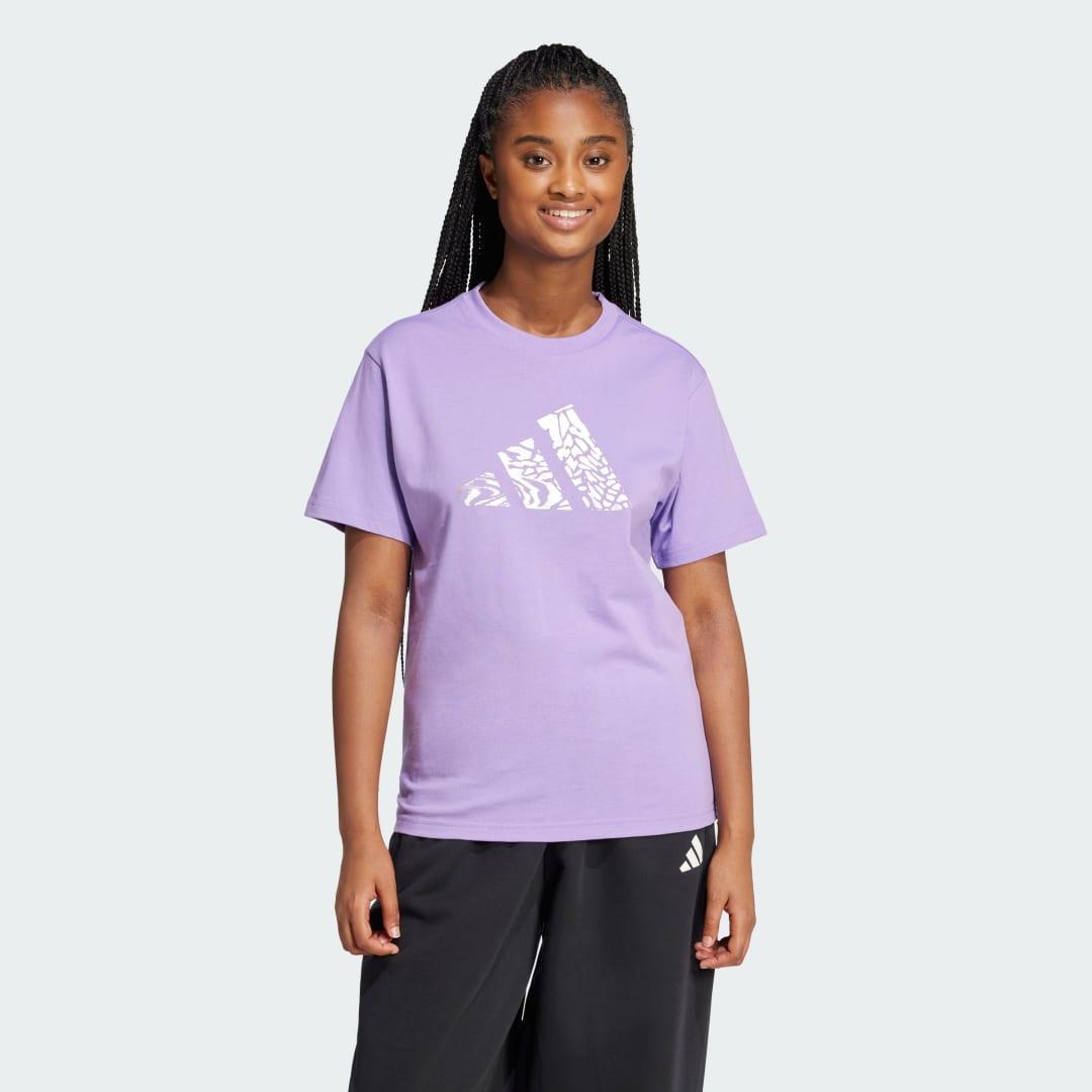 adidas Tech Metallic Graphic Tee Violet Fusion M Womens Product Image