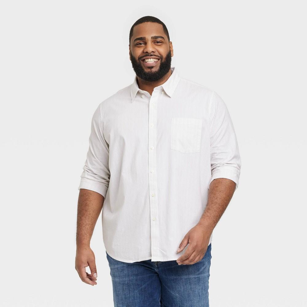 Mens Big & Tall Every Wear Long Sleeve Button-Down Shirt - Goodfellow & Co White Microstripe 5XL Product Image