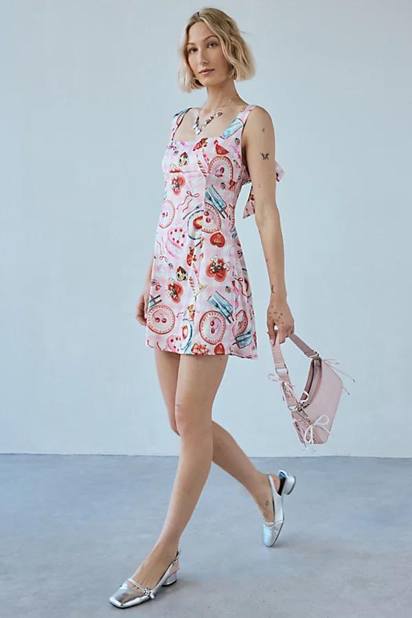 Urban Outfitters UO Bri Double Bow Satin Mini Dress Womens at Urban Outfitters Product Image