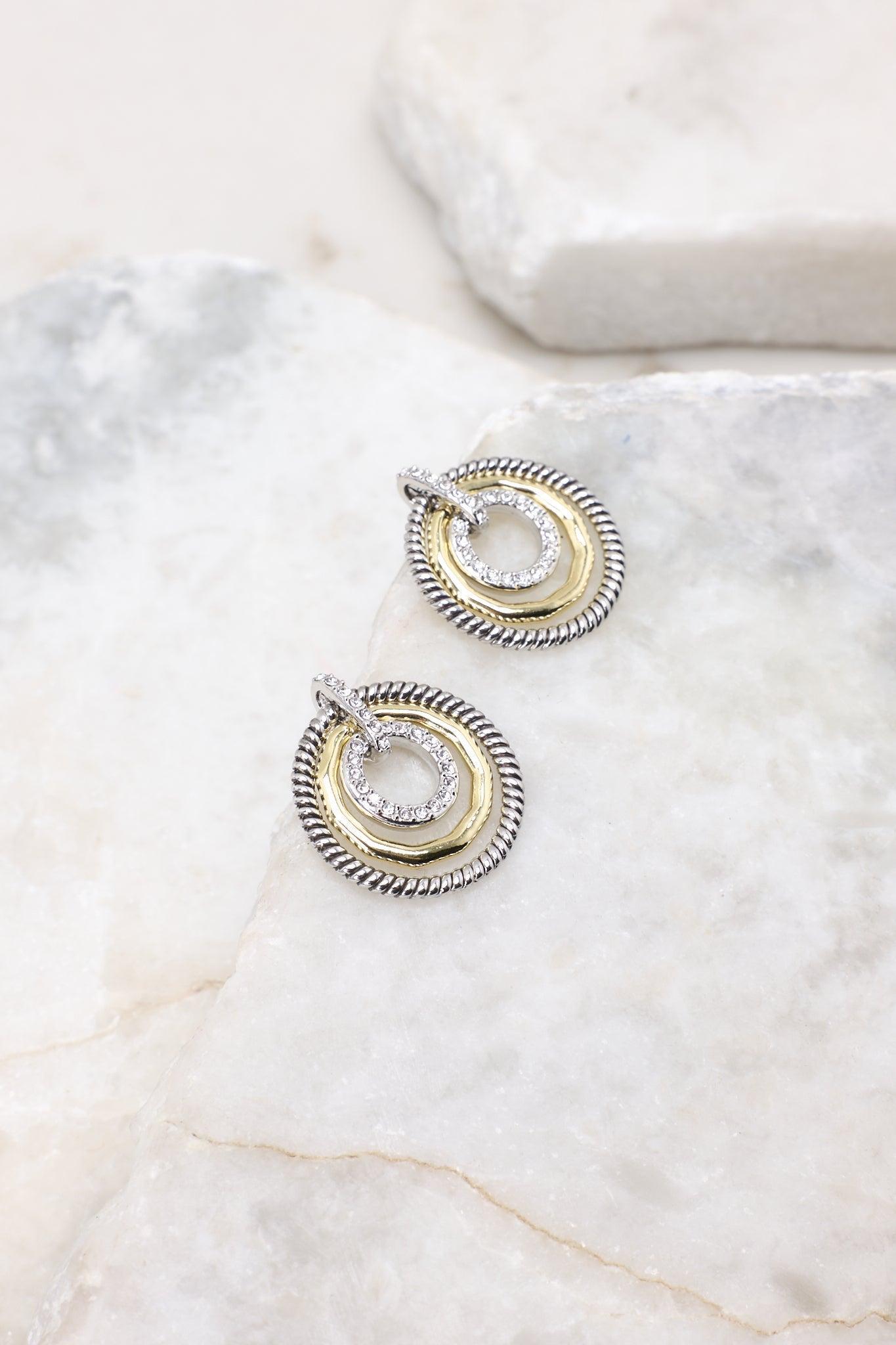 Metallic Harmony Gold & Silver Hoop Earrings Product Image