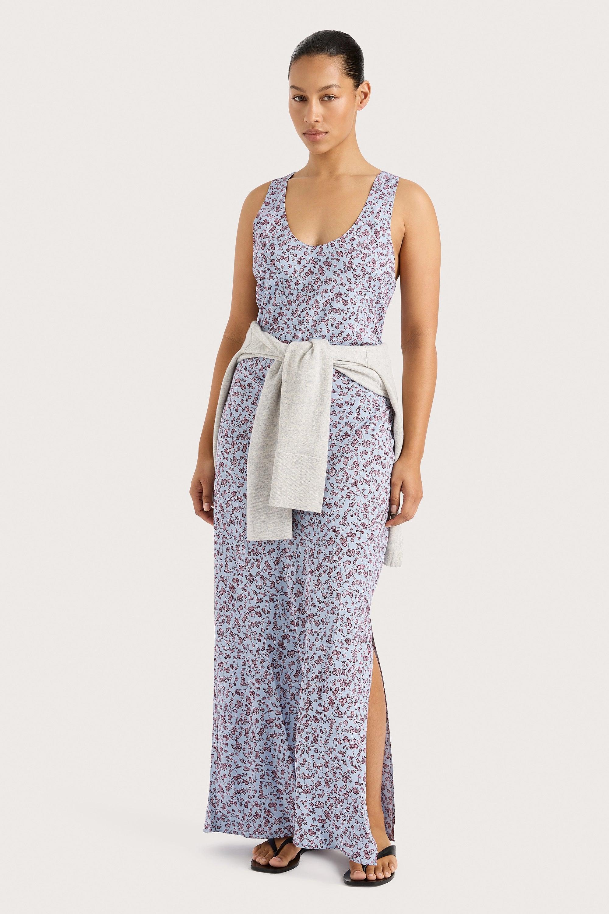 Olivia Maxi Dress Amaryllis Floral Blue Product Image