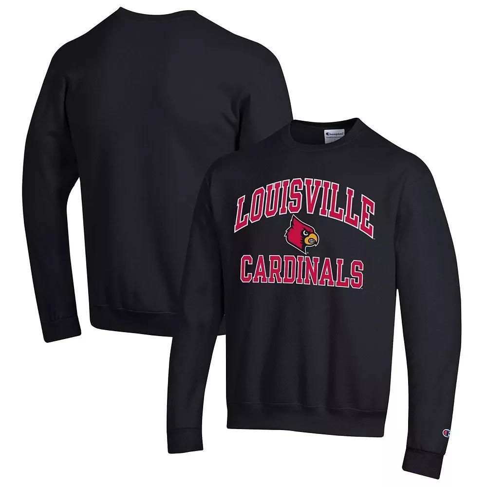 Men's Champion Black Louisville Cardinals High Motor Pullover Sweatshirt, Size: Medium Product Image