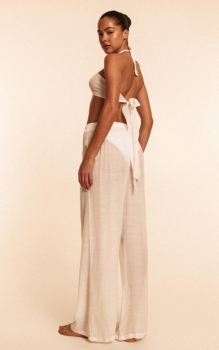 White Bandeau Beach Top and Pant Set Product Image