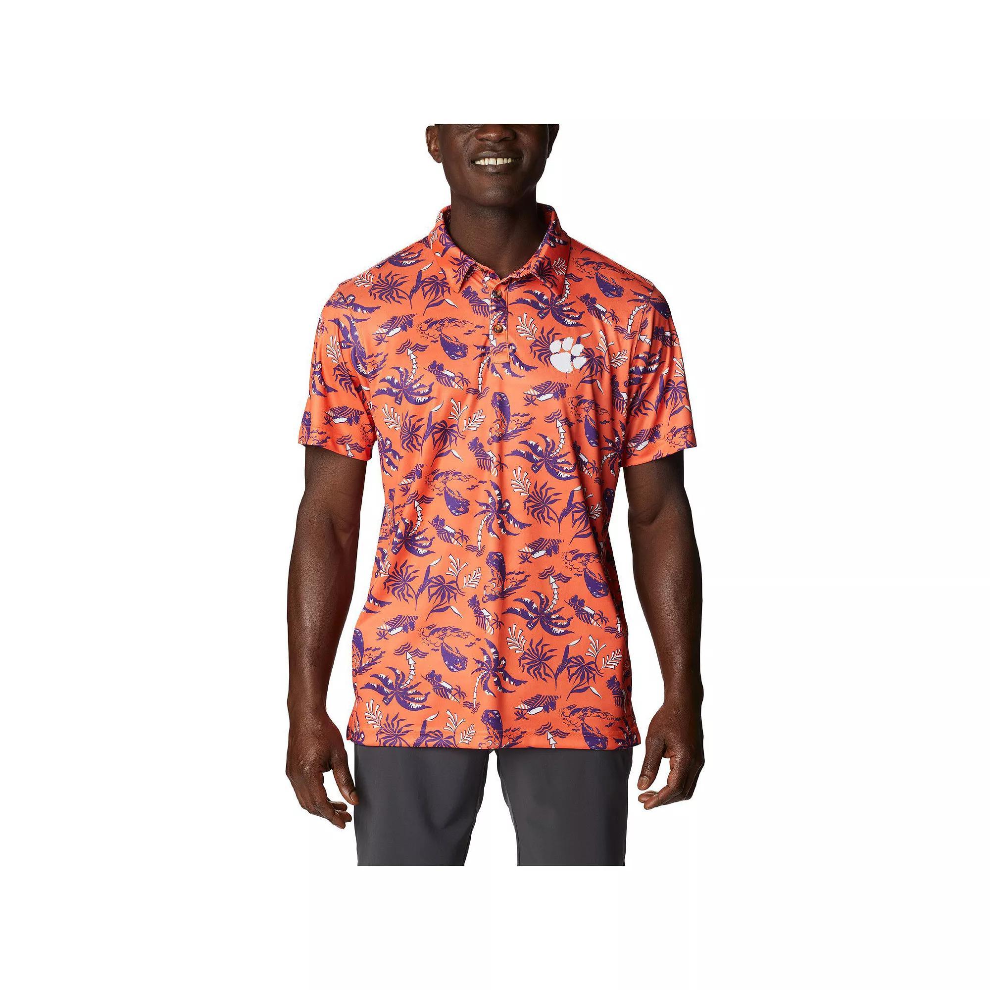 Men's Columbia Orange Clemson Tigers Super Terminal Tackle Omni-Shade Polo, Size: Large Product Image