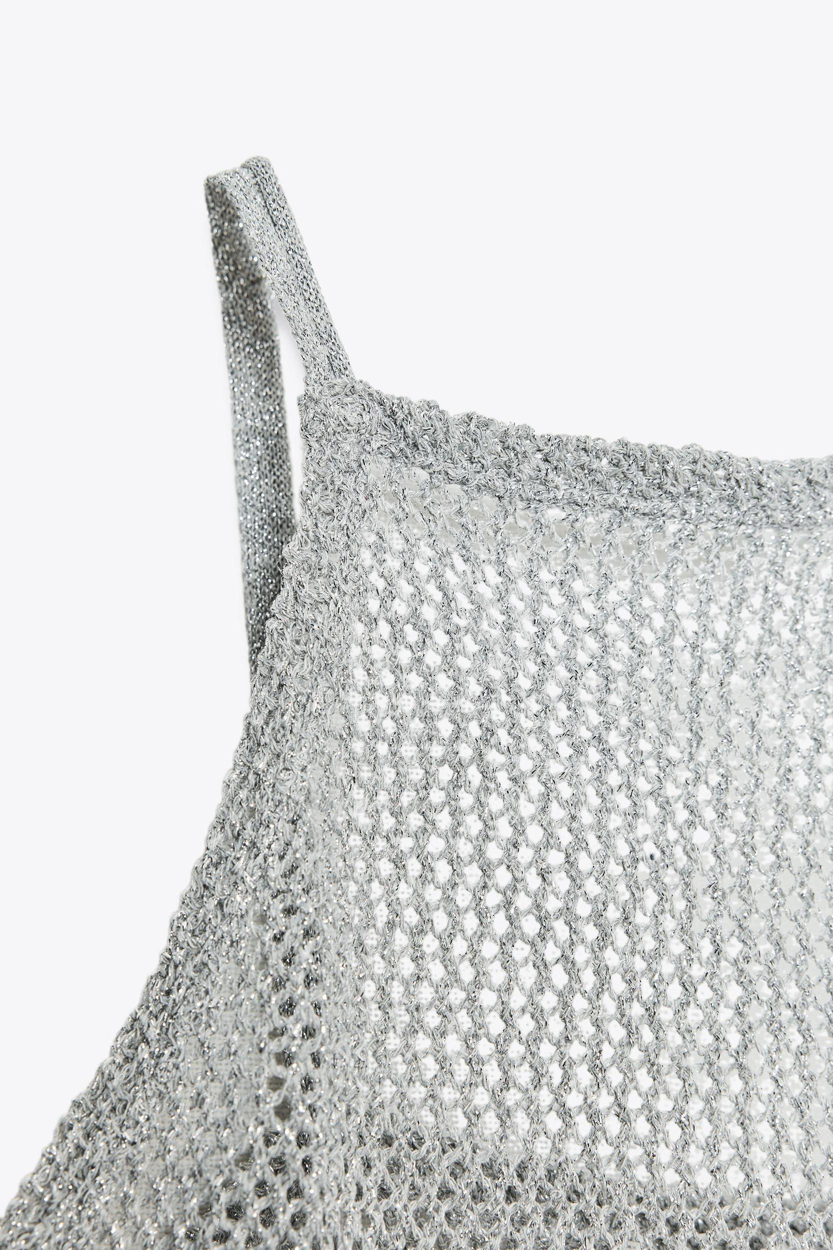 METALLIC THREAD CROCHET TOP Product Image
