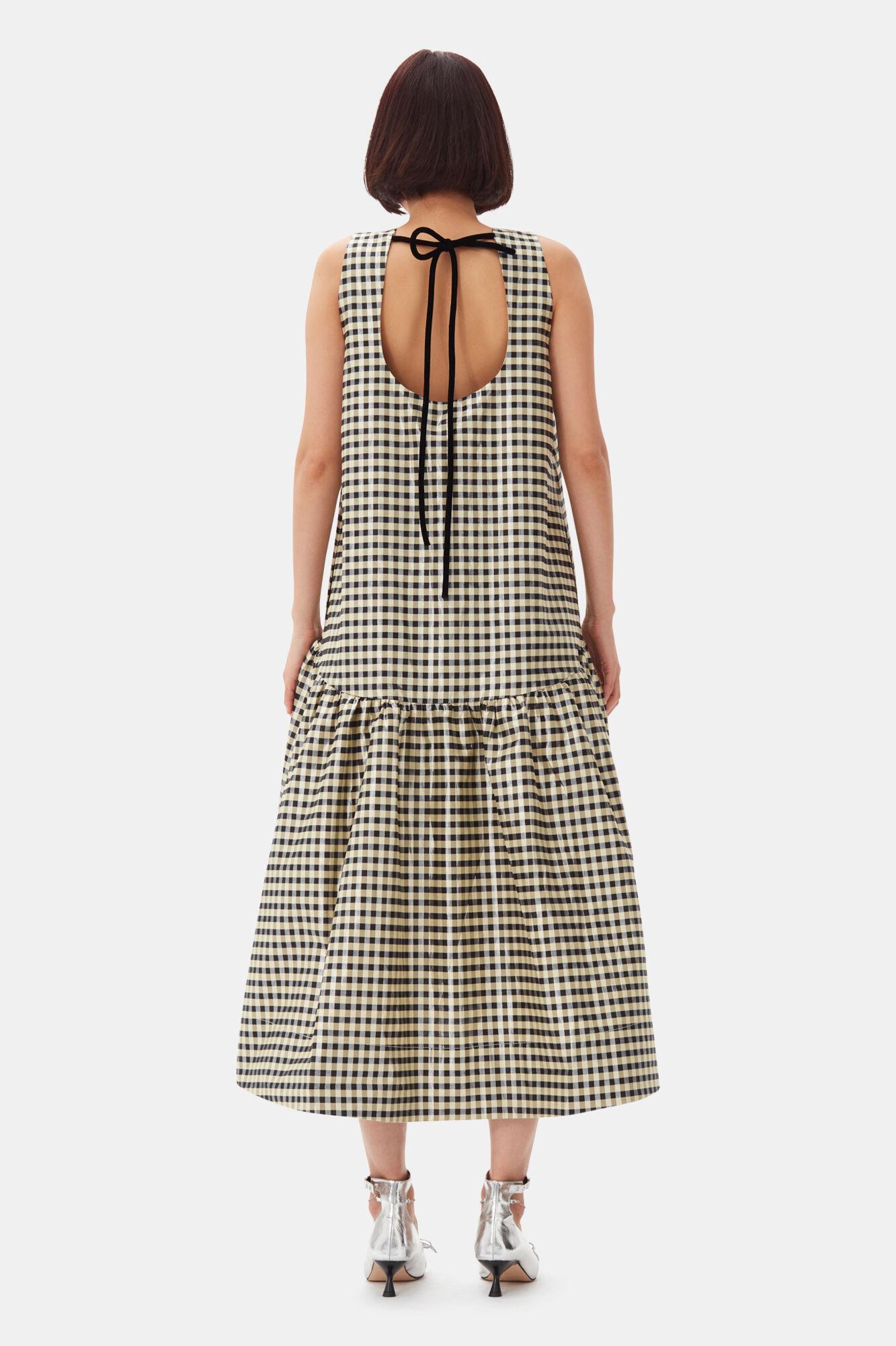 Shiny Check Jacquard Midi Dress Product Image