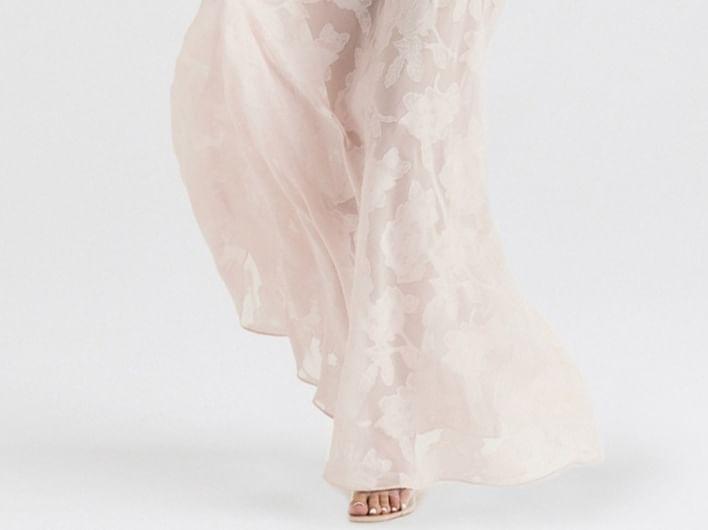 Spaghetti Strap Plain Floral Maxi A-Line Dress Product Image