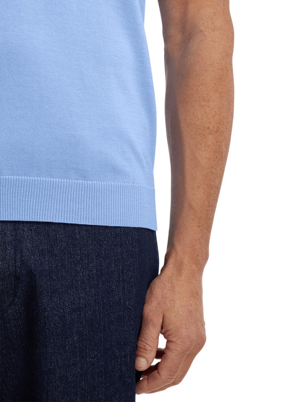 Supima Cotton Three Button Polo - Blue Product Image