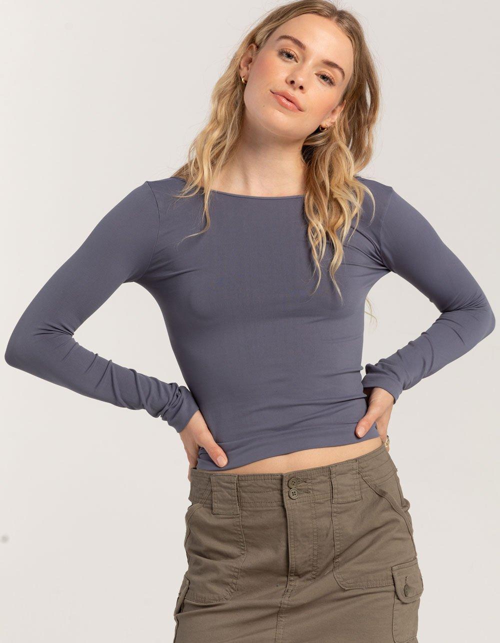 RSQ Womens Seamless Open Back Long Sleeve Tee Product Image