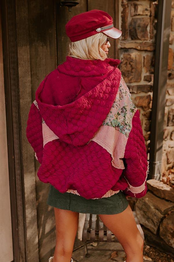 Cozy Couture Quilted Jacket in Sangria Product Image