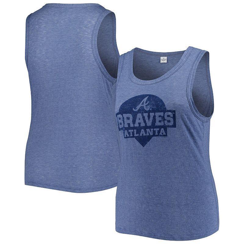 Womens Soft as a Grape Atlanta Braves Plus Size High Neck Tri-Blend Tank Top Blue Product Image