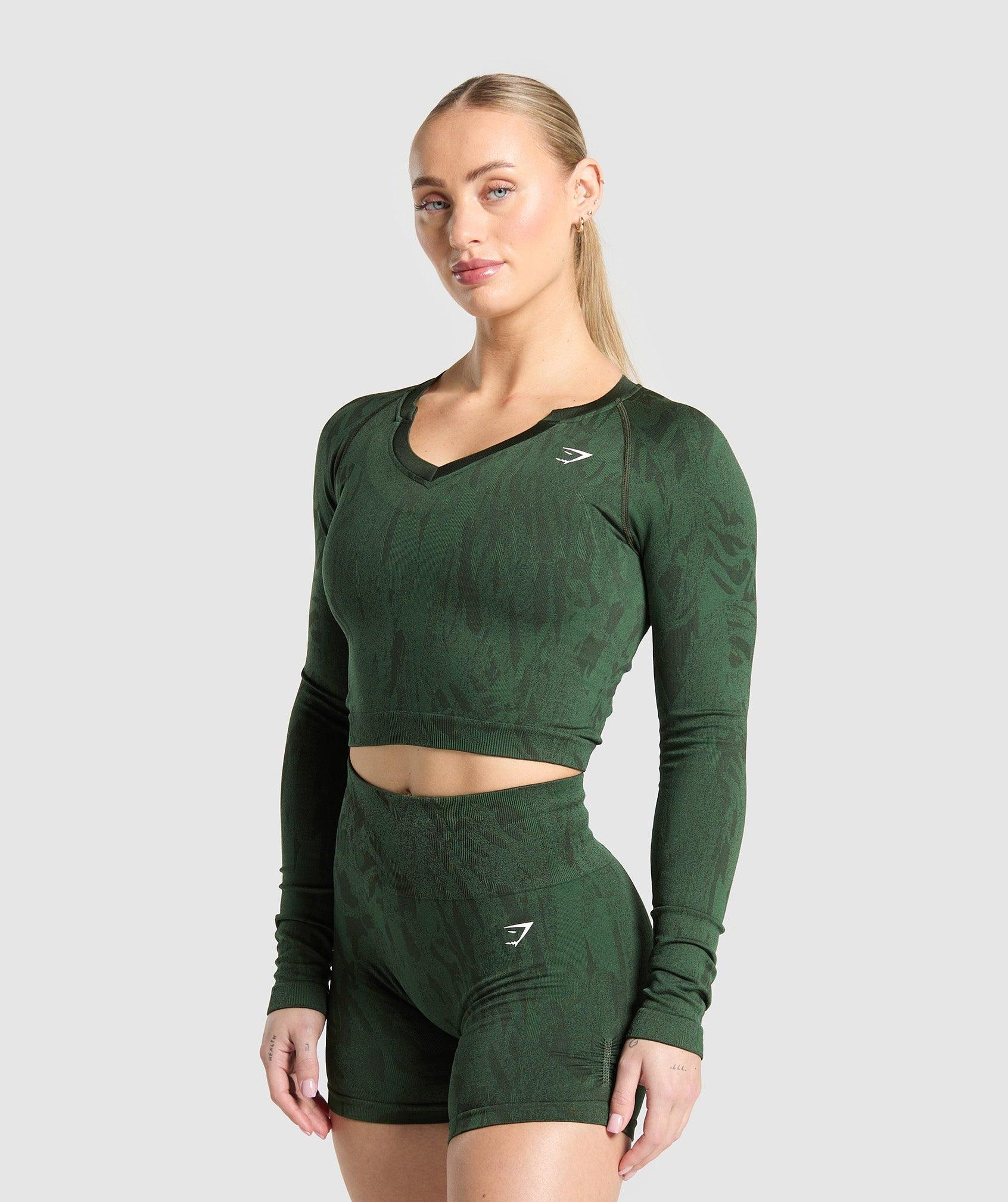 Gymshark Adapt Camo Seamless Long Sleeve Top - Trail Green/Classic Green Female Product Image