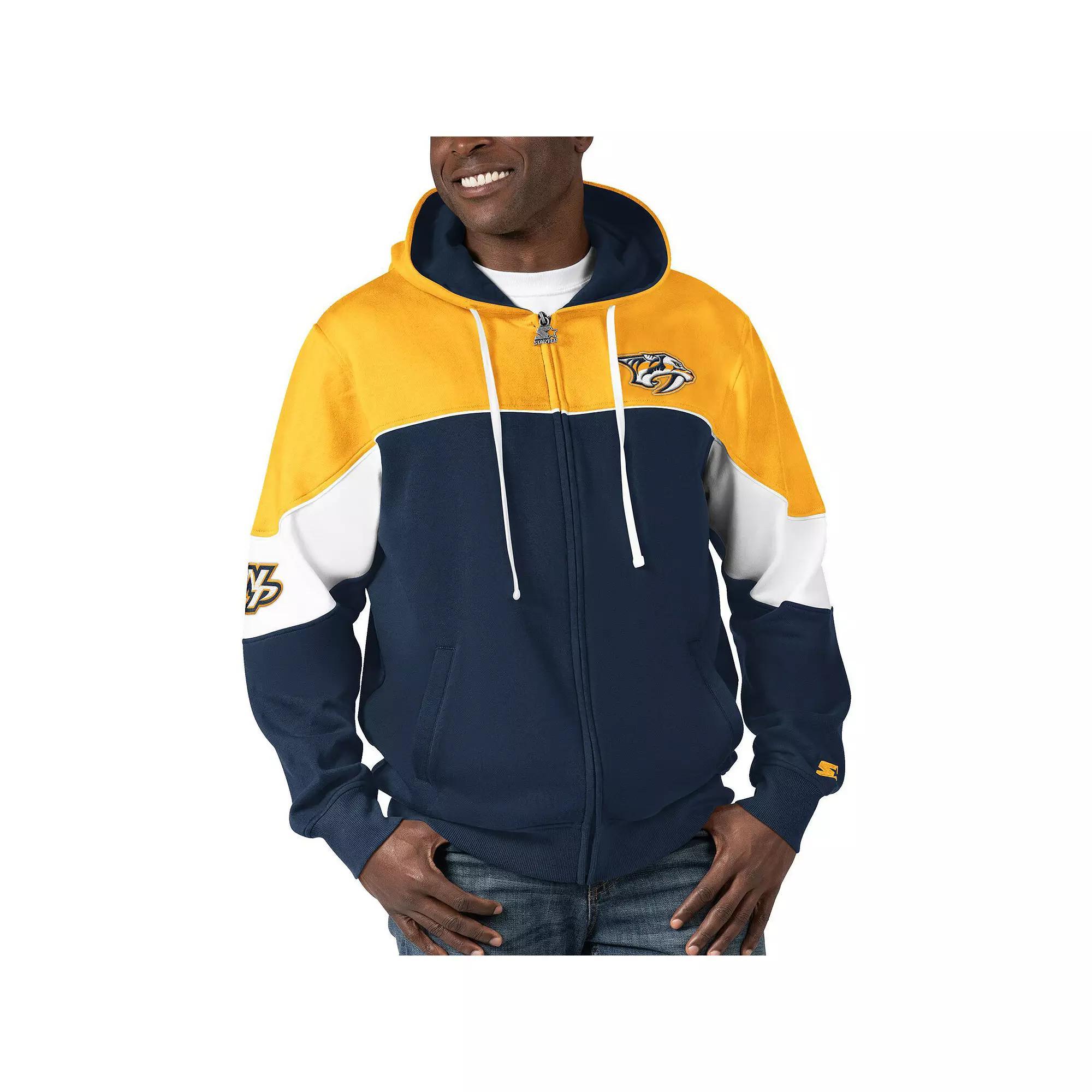 Mens Starter /Gold Pittsburgh Penguins Power Forward Full-Zip Hoodie Product Image