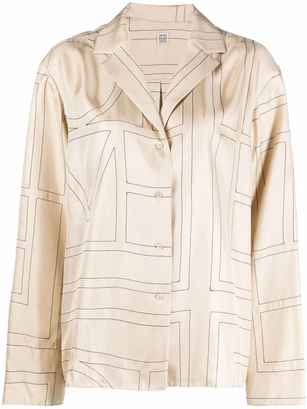 TOTÊME Toteme Off-white Sanville Monogram Shirt In Neutral Product Image