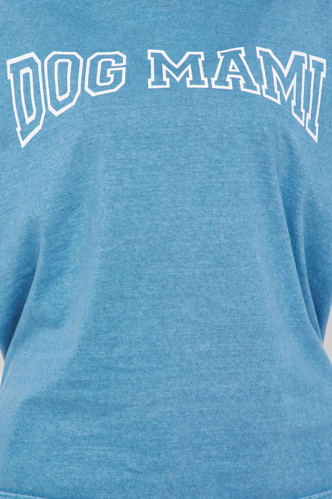 Dog Mami Washed Oversized Tee - Blue Product Image
