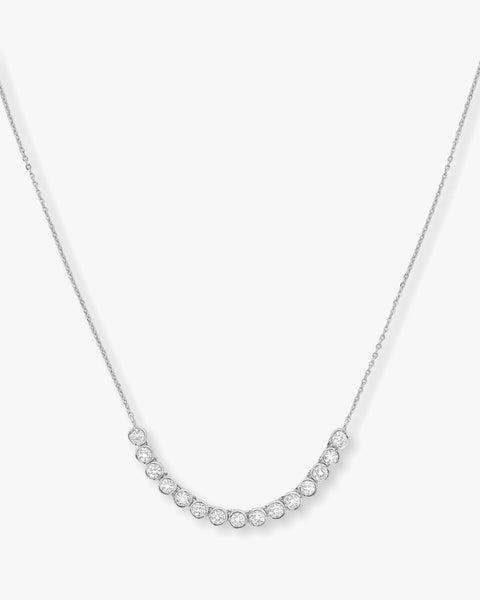 Baroness Tennis Chain Necklace - Silver|White Diamondettes Product Image