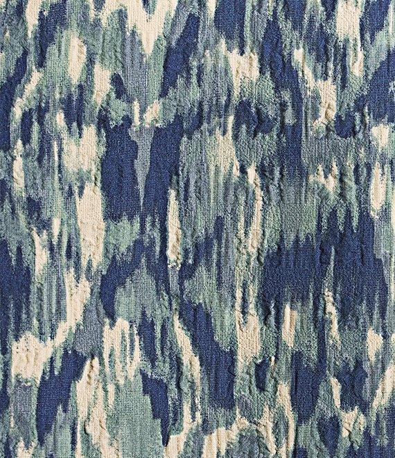 Bobeau Textured Woven Printed Crew Neck 3/4 Puff Sleeve Button Front Top Product Image