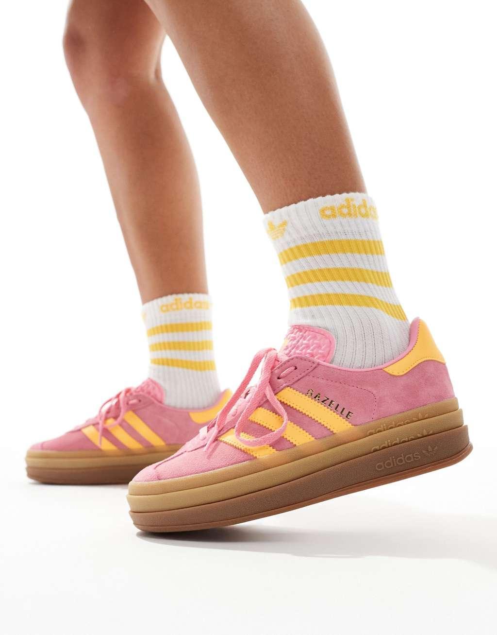 adidas Originals Gazelle Bold sneakers in pink and orange Product Image