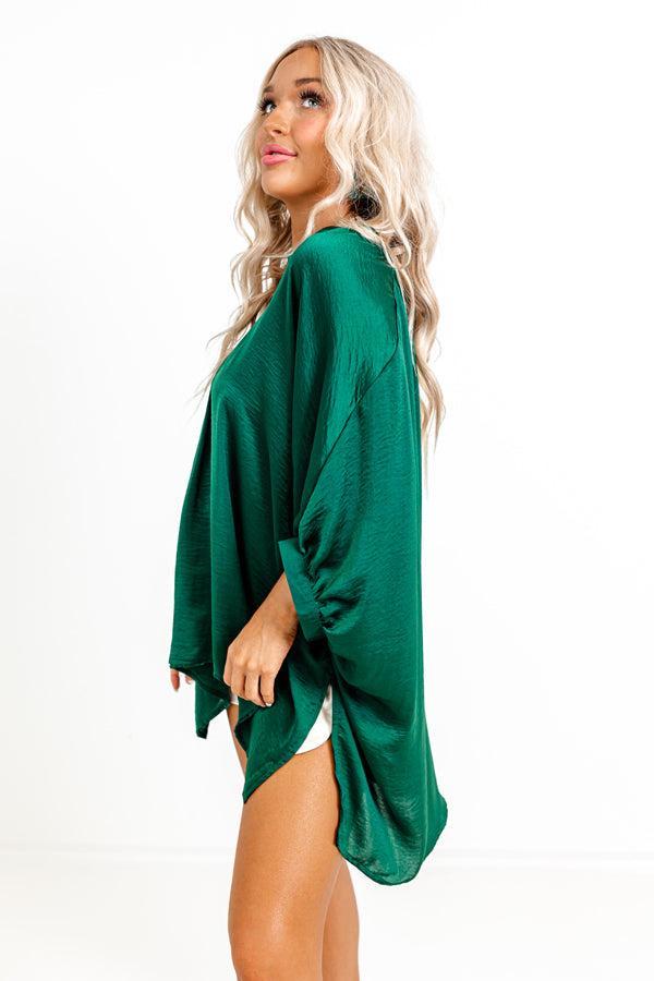 New To Town Shift Top In Hunter Green Product Image