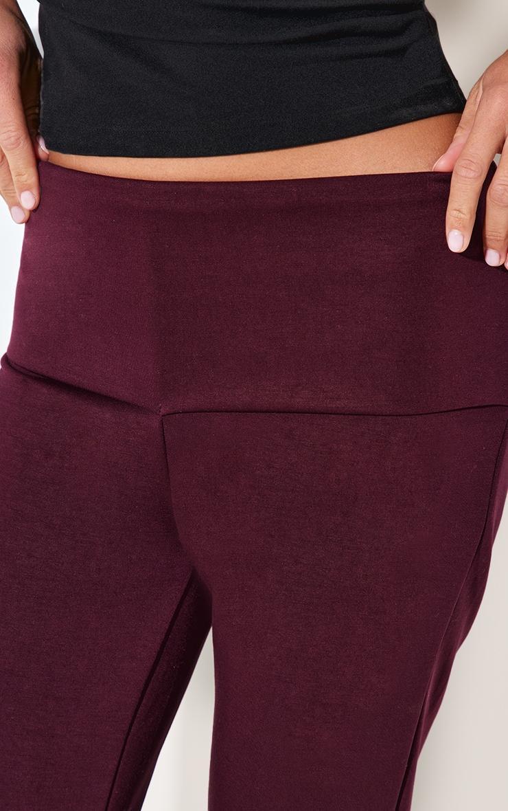 Burgundy Premium Soft Touch Foldover Yoga Flares Product Image