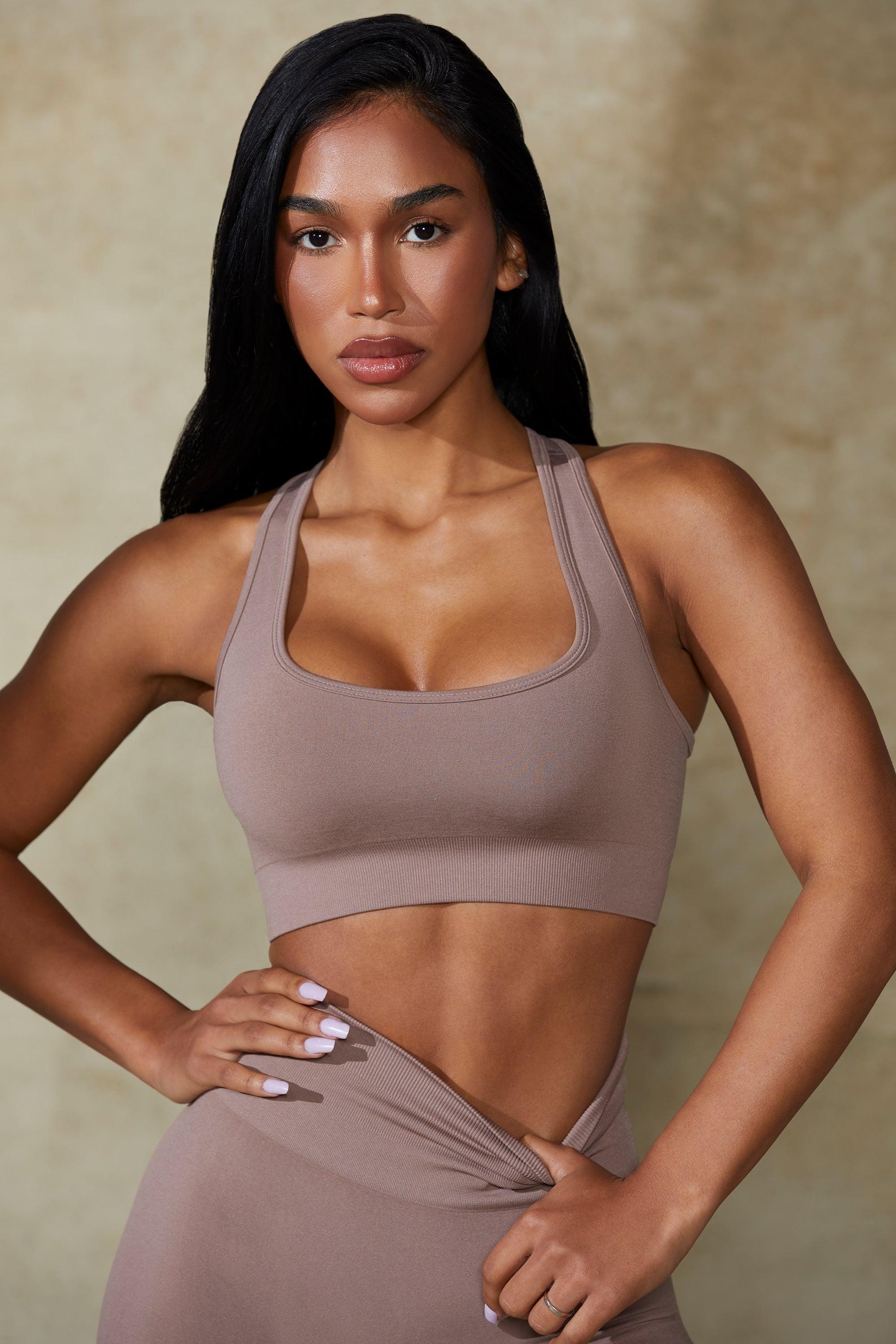 Cut Out Define Luxe Sports Bra in Mocha Product Image