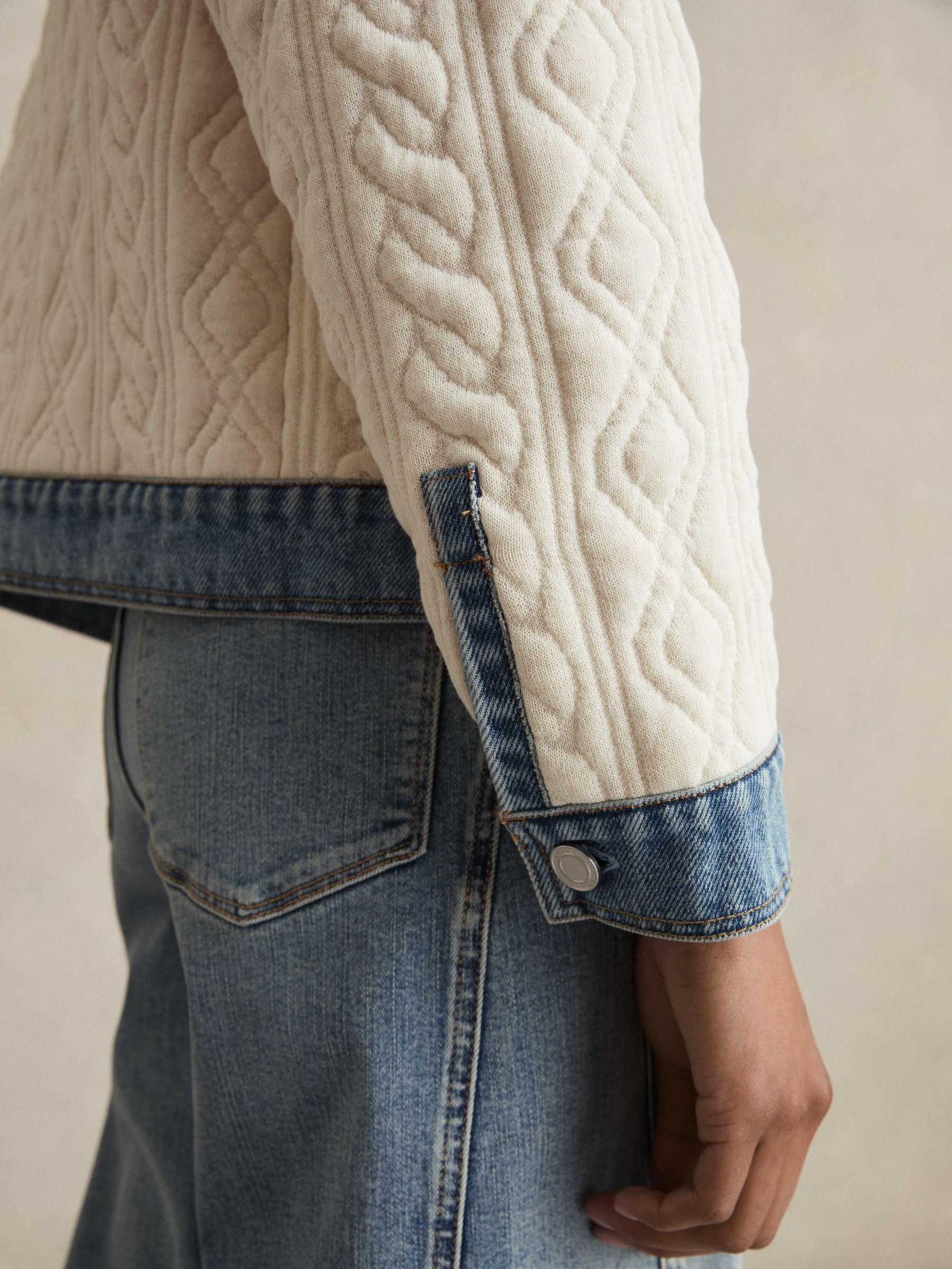 Quilted Colour Block Denim Jacket in Denim Blue Product Image