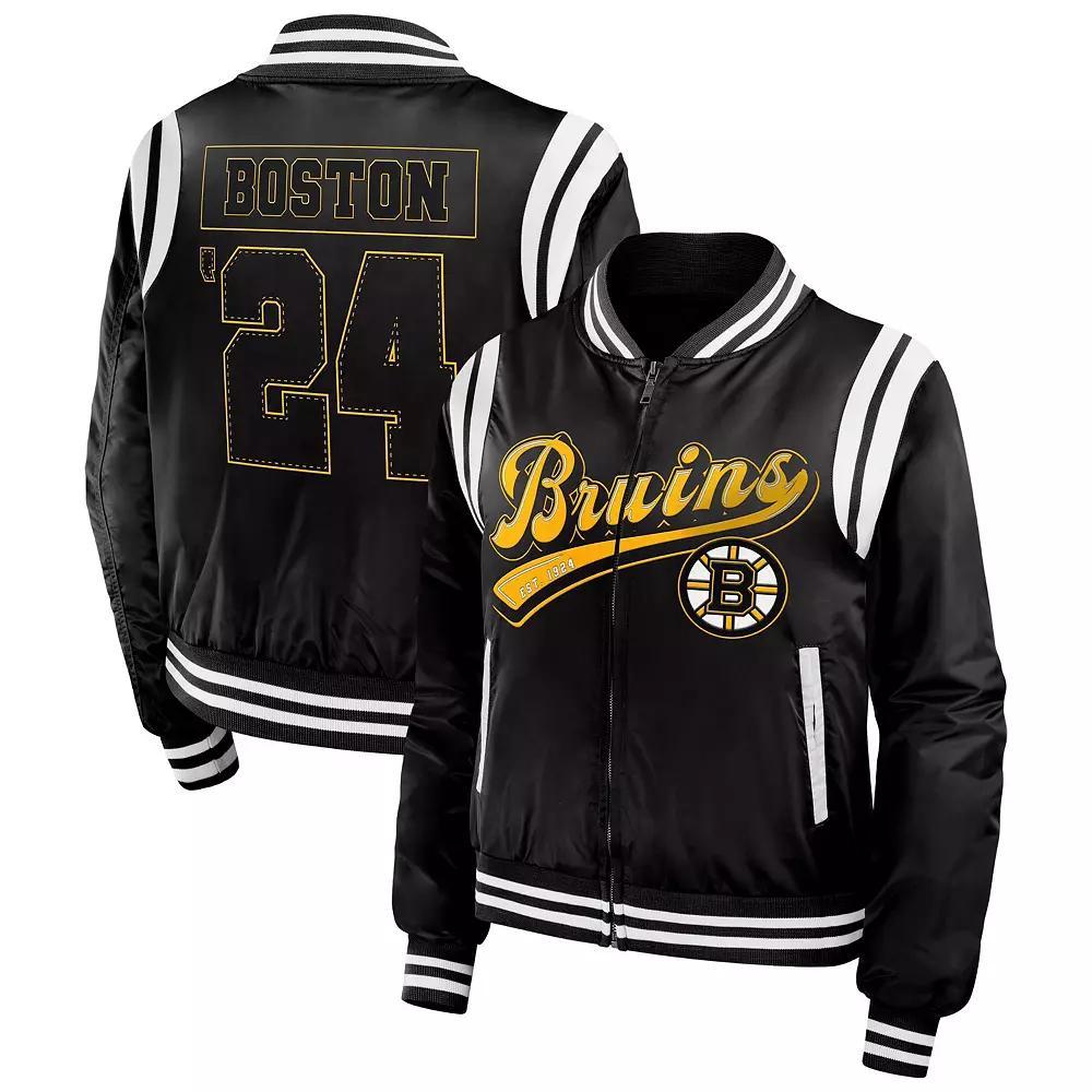 Women's WEAR by Erin Andrews Black Boston Bruins Baller Full-Zip Bomber Jacket,  Product Image