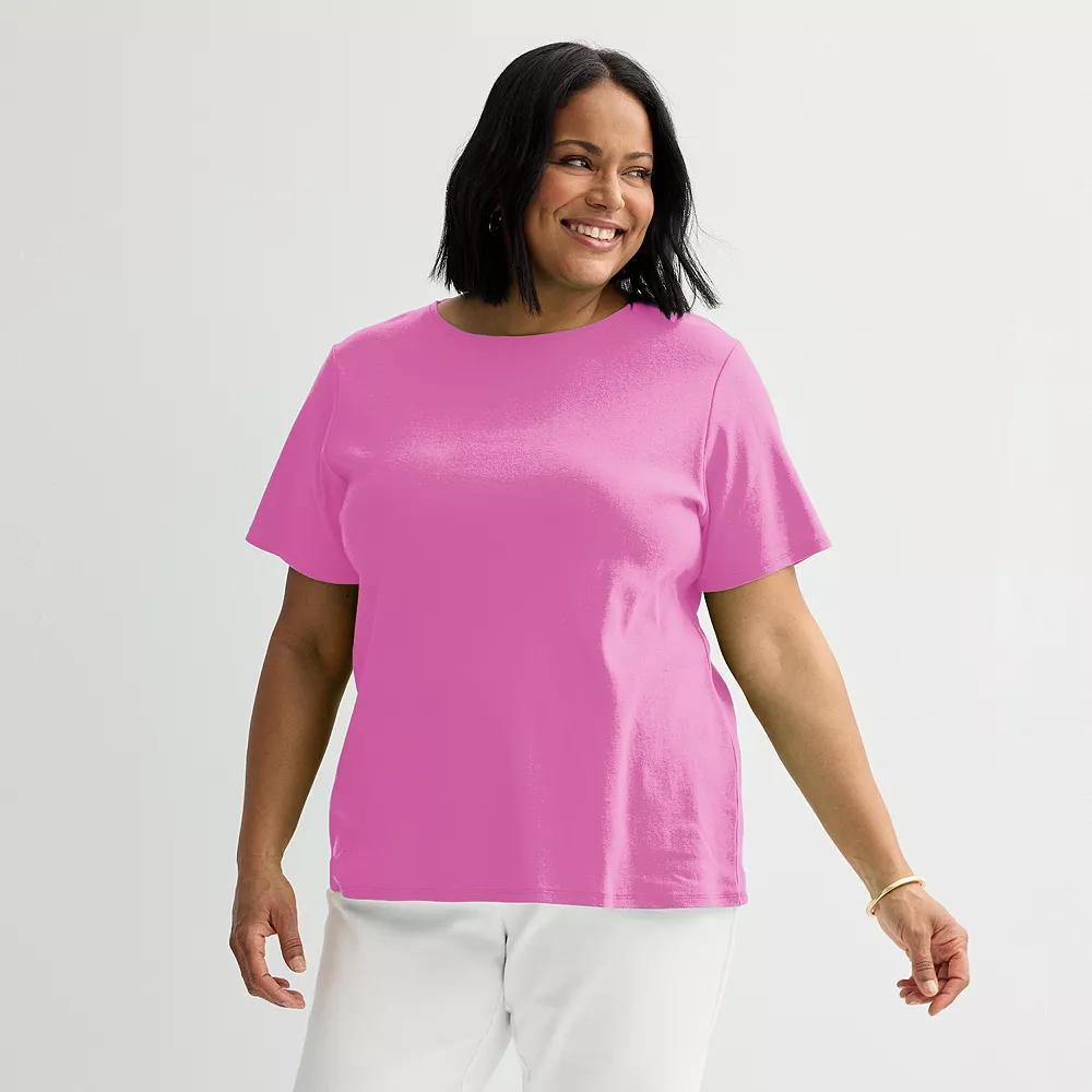 Plus Size Croft & Barrow Essential Crewneck Top, Womens Product Image