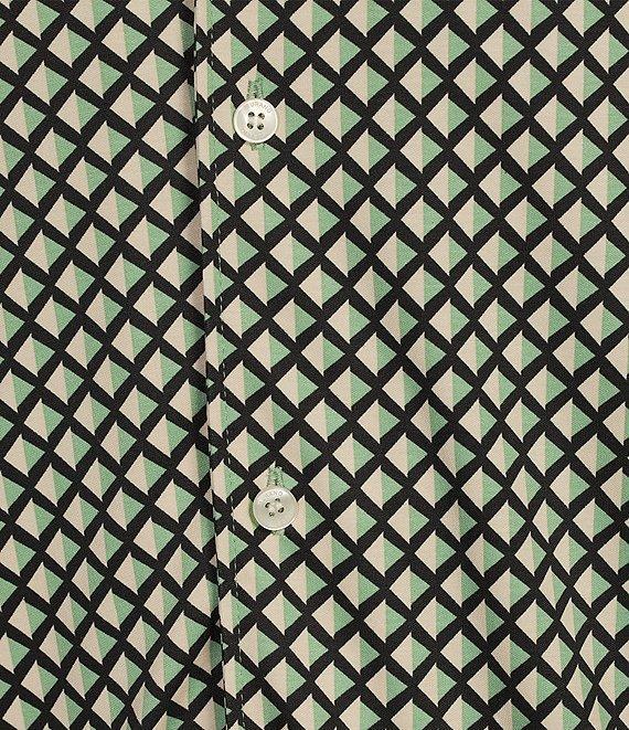 Murano Liquid Luxury Slim Fit Geo Printed Short Sleeve Coatfront Shirt Product Image