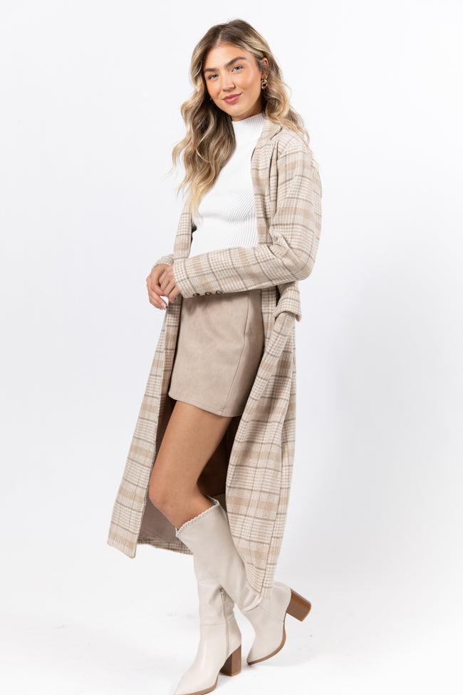 Chill Out Tan Plaid Coat SALE Product Image