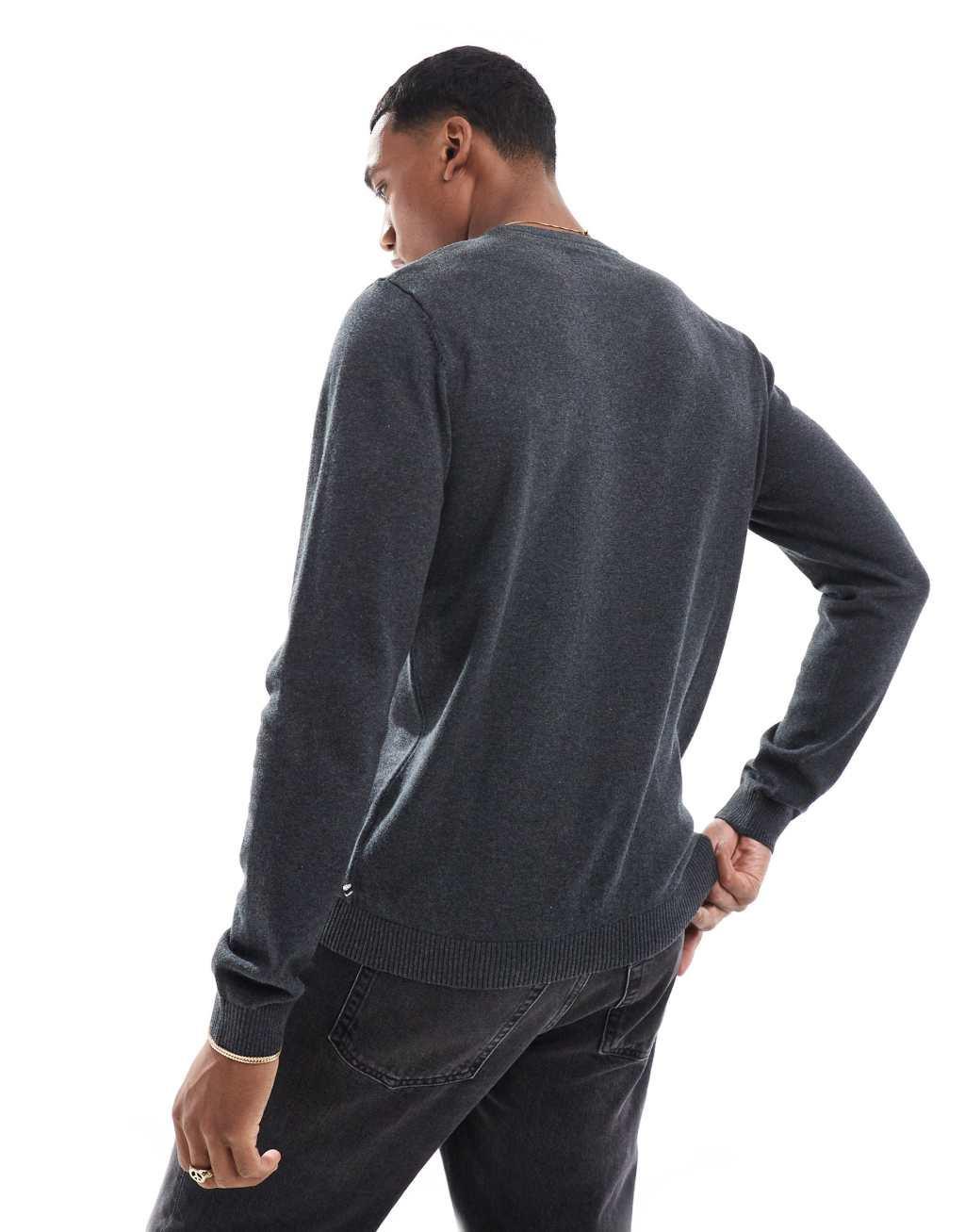 Jack & Jones crew neck sweater in dark gray heather Product Image