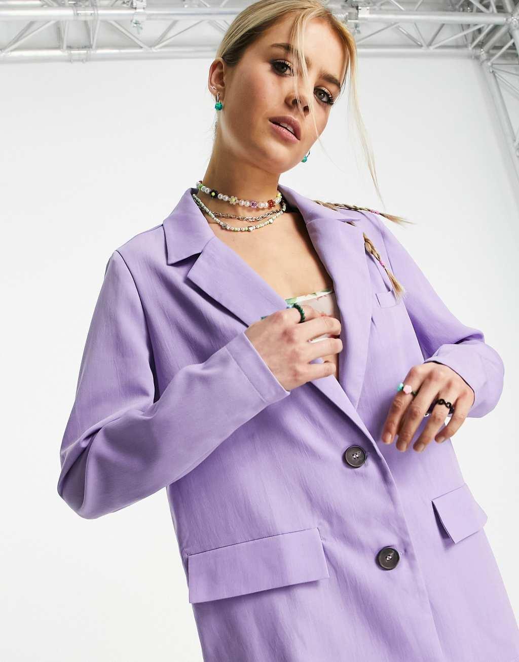 Noisy May oversized blazer in lilac Product Image