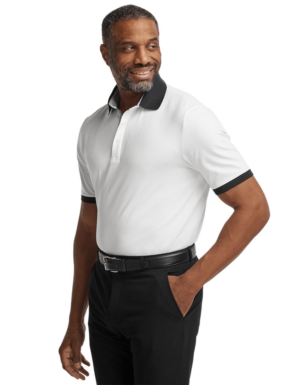 Cotton Blend Three Button Polo - White Product Image