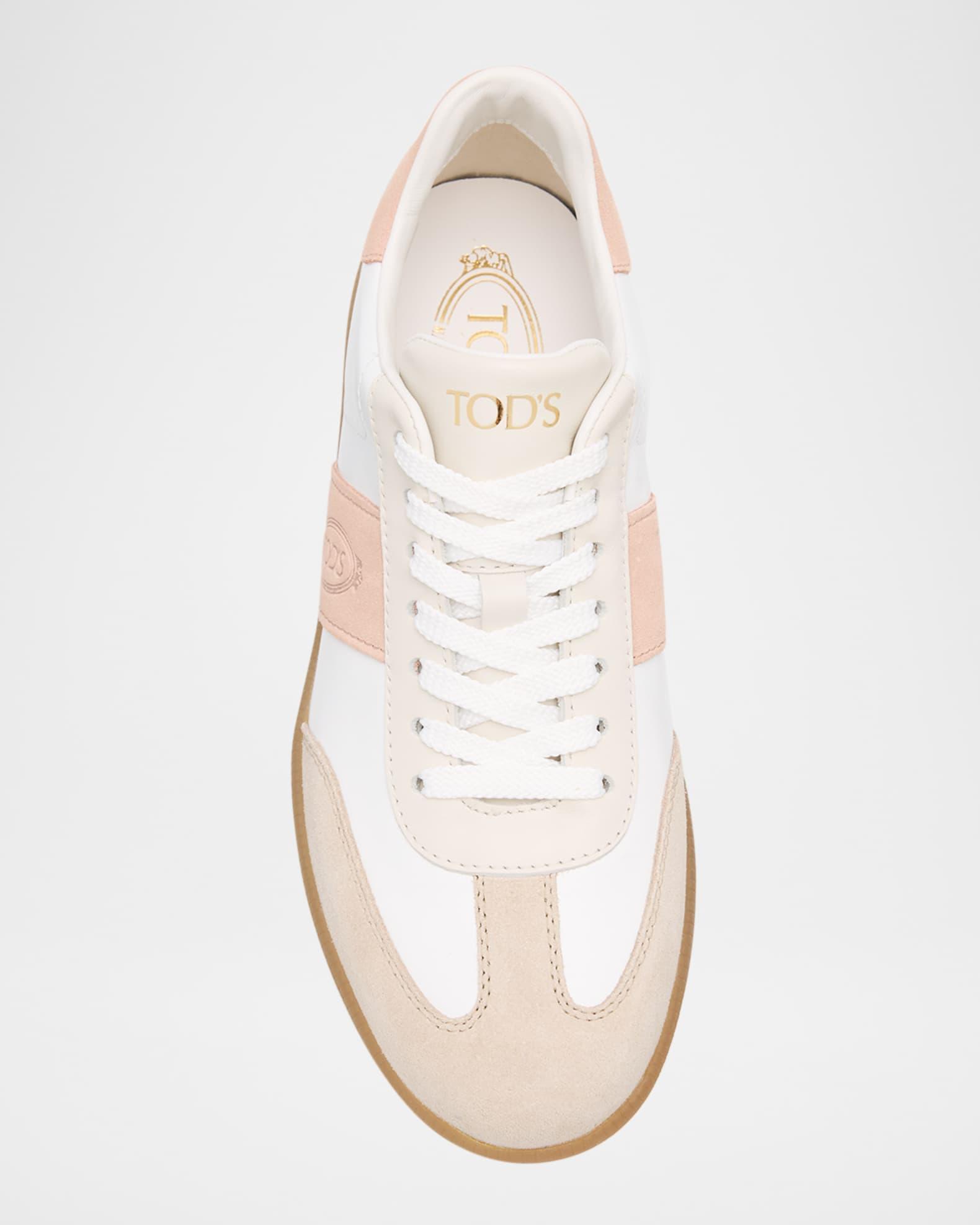 Mixed Leather Low-Top Sneakers Product Image