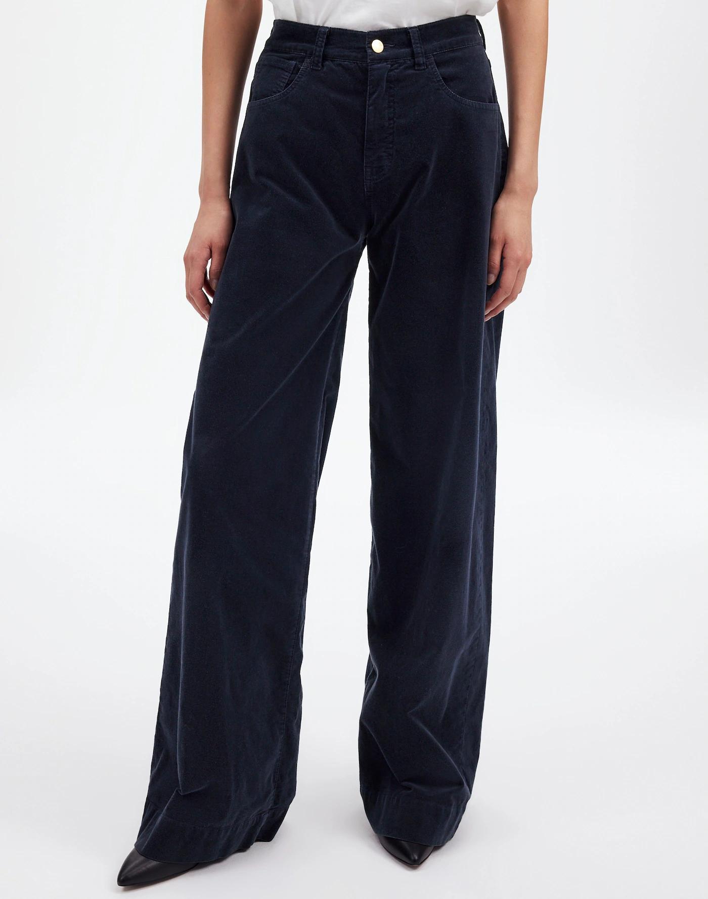 Petite Superwide-Leg Trousers in Velvet Product Image