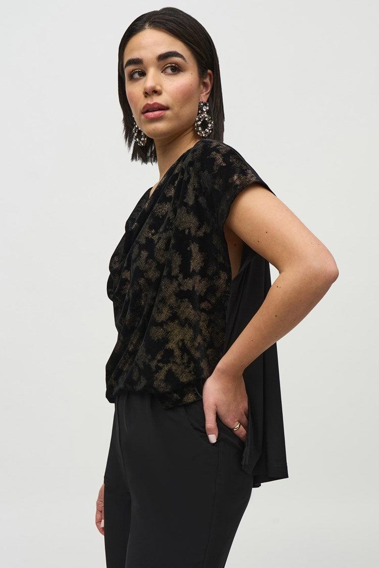 Silky Knit And Foiled Velvet Jumpsuit Product Image