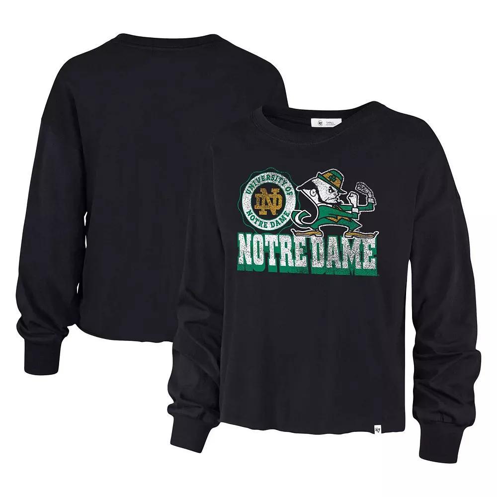 Women's '47 Navy Notre Dame Fighting Irish Bottom Line Parkway Long Sleeve T-Shirt,  Product Image