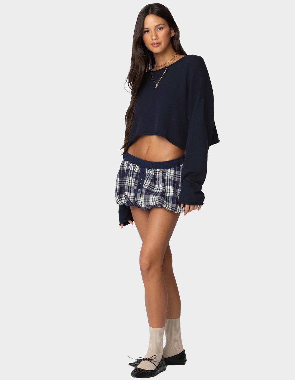 EDIKTED Dianna Plaid Bubble Mini Skort Product Image