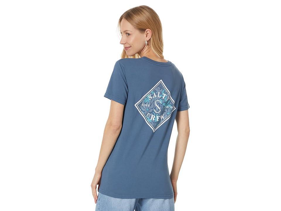 Salty Crew Floral Tippet Boyfriend Tee (Denim) Women's Clothing Product Image