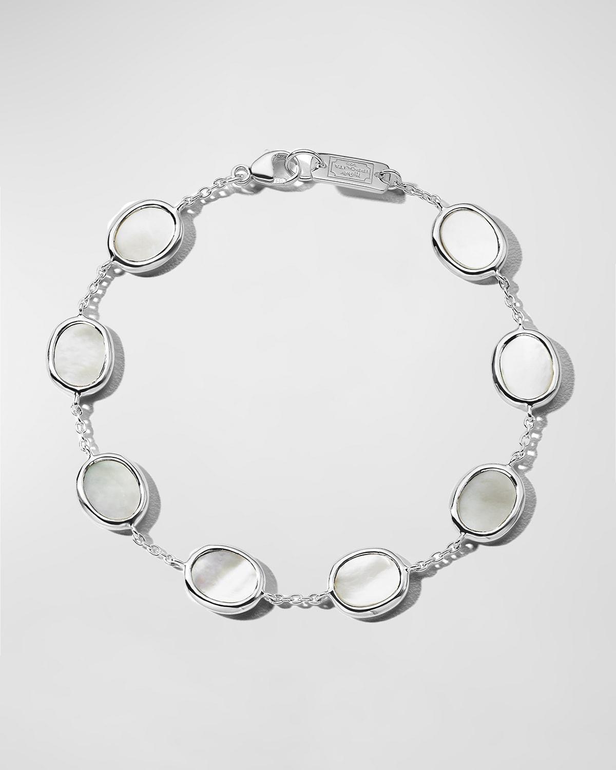 Womens Polished Rock Candy Sterling Silver & Mother-Of-Pearl Station Bracelet Product Image