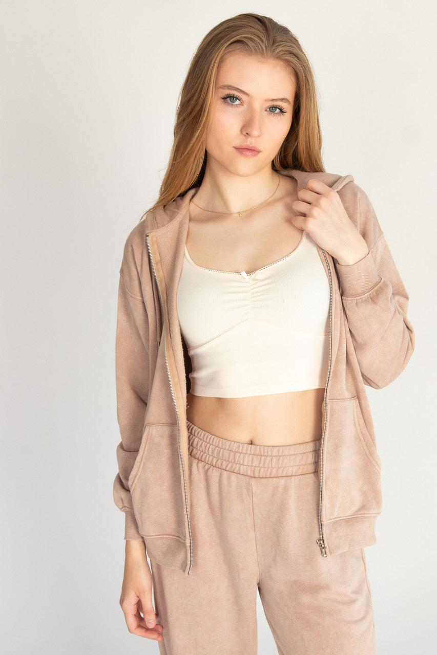 Stone Wash Oversized Zip Up Hoodie Product Image