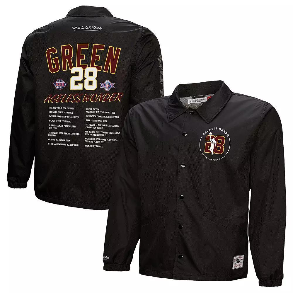 Men's Mitchell & Ness Darrell Green Black Washington Commanders Coaches Button-Up Jacket,  Product Image