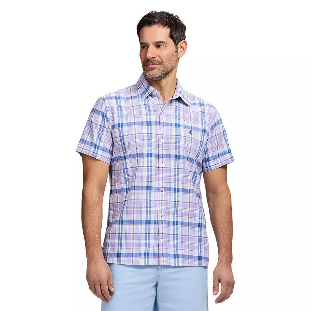 Men's IZOD Madras Short Sleeve Button Down Shirt, Size: XL, Viola Plaid Product Image