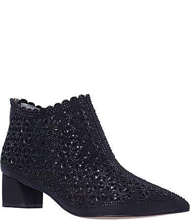 J. Renee Jacinta Satin Rhinestone Embellished Ankle Booties Product Image