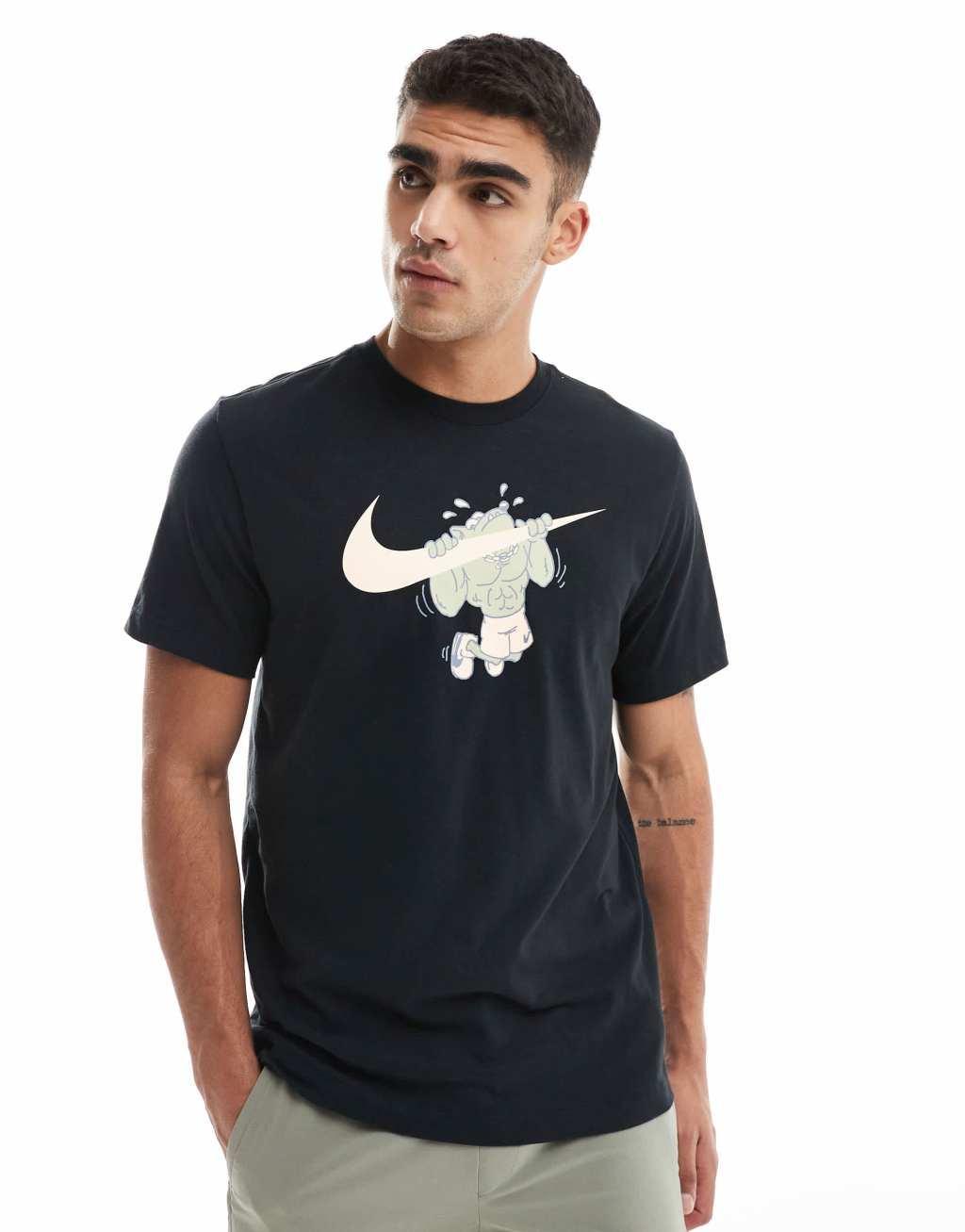 Nike Training Pull Up graphic T-shirt in black Product Image