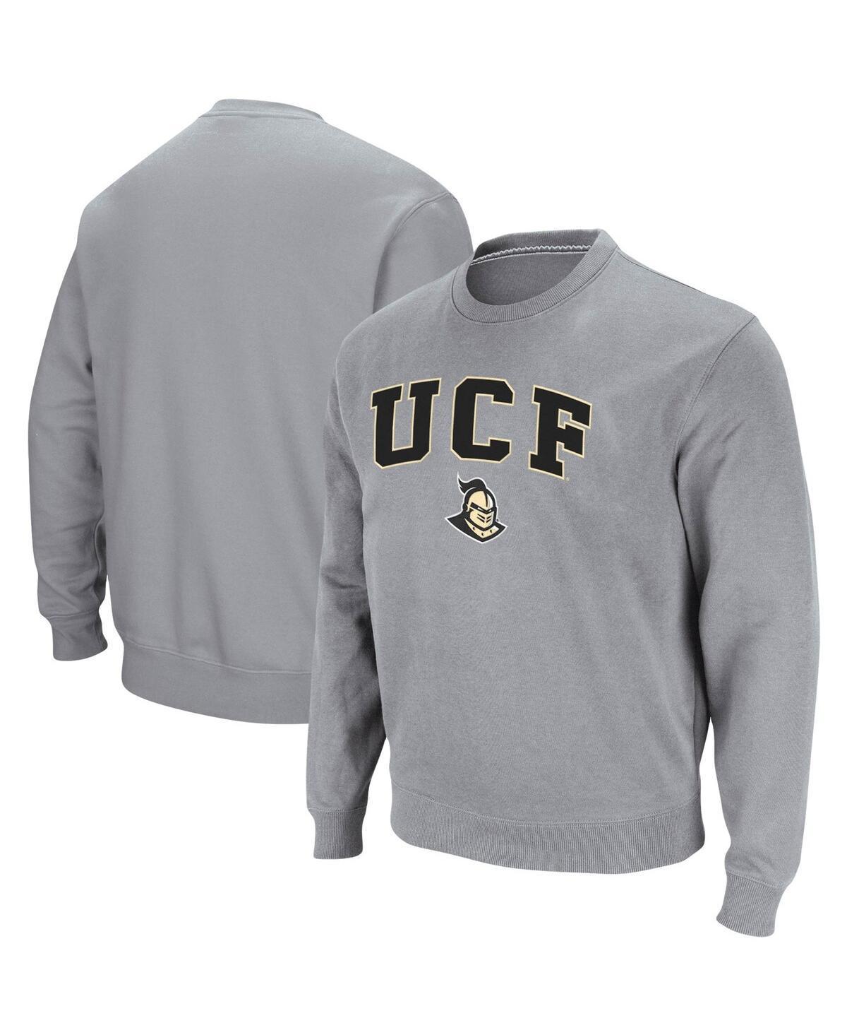 Mens Colosseum Heathered Gray UCF Knights Arch & Logo Tackle Twill Pullover Sweatshirt Product Image