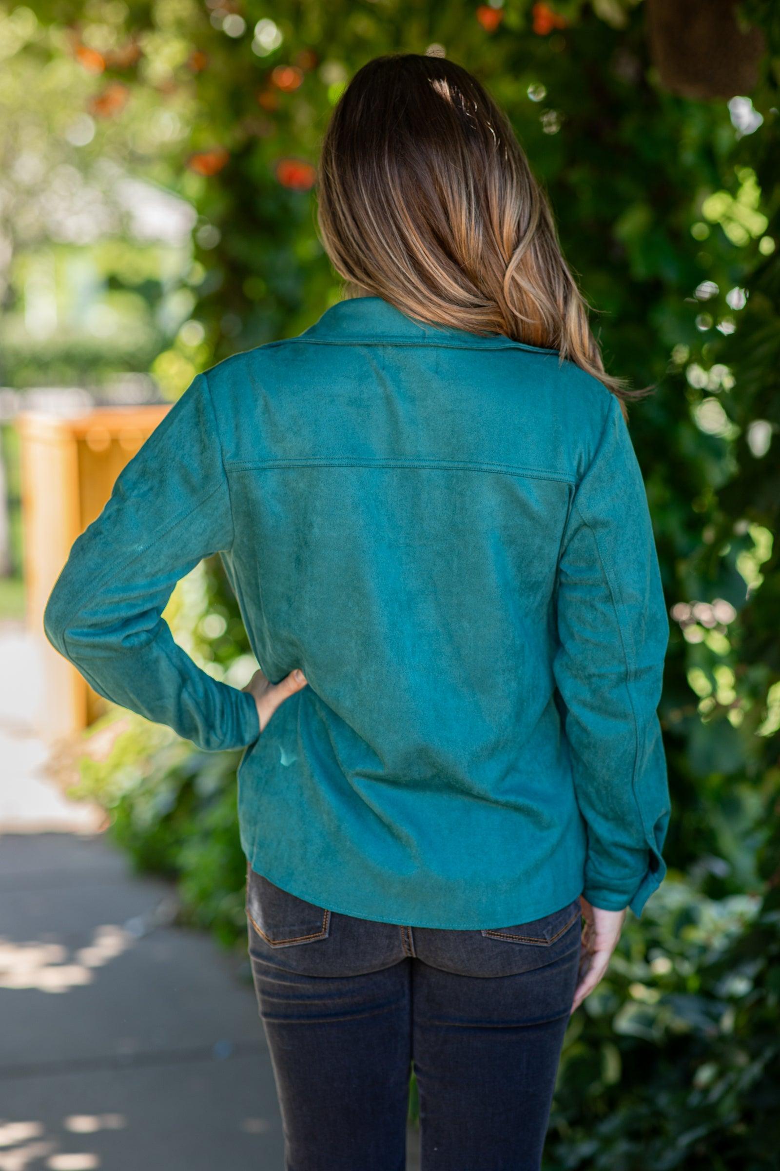 Emerald Green Faux Suede Shacket Product Image