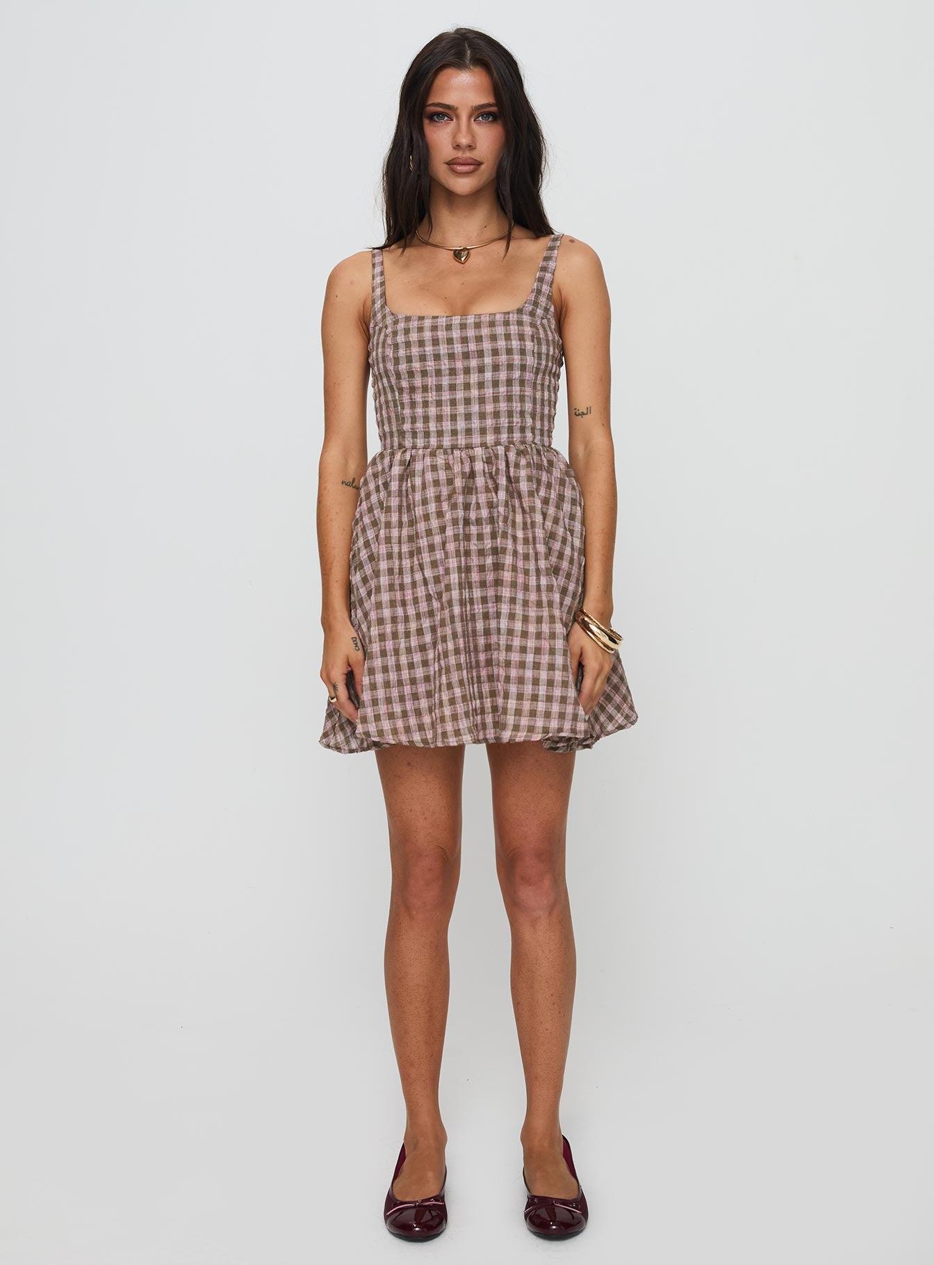 Cartmel Mini Dress Brown / Pink Product Image