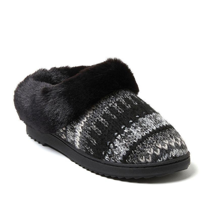 Dearfoams Hannah Festive Knit Women's Clog Slippers, Size: Large, Black Product Image